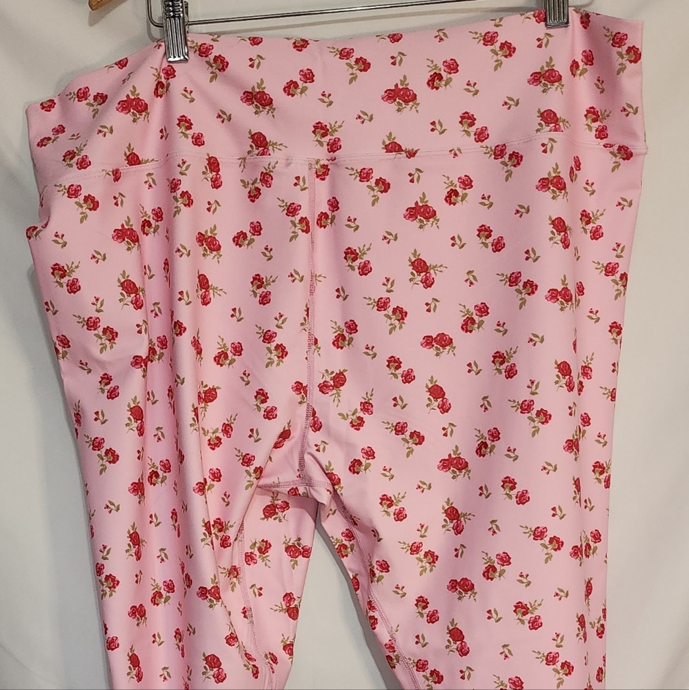 NWT Ampersand Pastel Pink Floral Leggings Balletcore Y2K Athleisure Size XL & 3X - Picture 7 of 16
